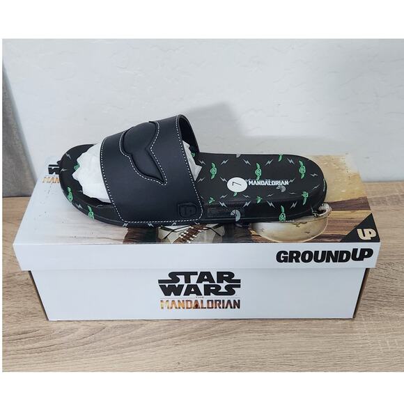 The Mandalorian Baby Grogu Slides Sandals Shoes Ground Up Youth sz 7 Star Wars - Picture 5 of 5
